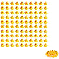Sohapy 100Pcs Mini Yellow Rubber Ducks Tiny Baby Shower Rubber Ducks, Squeak Fun Baby Yellow Rubber Bath Toy Float Fun Decorations For Shower Birthday Party Favors Cupcake Carnival Game Gift (100Pcs)