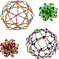 4E's Novelty Expandable Breathing Ball Sphere (4 Pack) Toy For Kids Stress Reliever Fidget Toys Colors May Vary For Yoga Anxiety Relaxation Expands From 5.6"" To 12""