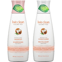 Live Clean Coconut Milk Moisturizing Shampoo And Conditioner, 12 Oz Each With Certified Organic Coconut Extract And Oil, Petrolatum-Free, Phthalate-Free And Paraben-Free