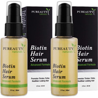 Biotin Hair Growth Serum Advanced Topical Formula To Help Grow Healthy, Strong Hair Suitable For Men And Women Of All Hair Types Hair Loss Support By Pureauty Naturals (2 Fl Oz - Pack Of 2)