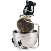 Anbbas Shaving Brush, 3In1 Best Pure Badger Shaving Brush Black Wood Handle,Stainless Steel Shaving Stand Brush Holder And Dia 3.2 Inches Shaving Soap Bowl For Men Perfect Wet Shaving Set