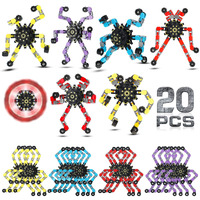 20 Pcs Transformable Chain Robot Finger Spinner Robot Deformed Mechanical Spiral Twister Fingertip Spinners Spiral Twister Fingertip Decompression Fingertip Spinner For Adults Teens
