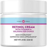 Vitamin World Retinol Cream 100,000 Iu 8 Oz., Vitamin A, Face Cream