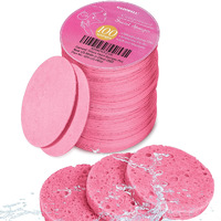 Gainwell 100Pcs Compressed Facial Sponges, Cleansing, For Personal Spa Esthetician Use, Pink