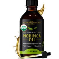 Mother Nature Usda Organic Moringa Seed Oil, 100% Pure, Cold-Pressed, Unrefined Moringa Oil For Face, Skin Care & Hair Growth, Aceite De Moringa Para La Cara, Anti-Aging. Non-Gmo & Gluten Free (4 Oz)