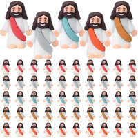 Sumind 50 Pcs Jesus Toys Original Design Mini Rubber Little Jesus Figurine To Hide And Seek Religious Party Favors Sunday School Craft Baptism Gifts For Easter Egg Stuffers(Bohemian)