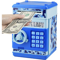 Husan Piggy Banks Money Banks For Kids, Electronic Password Code Money Banks Atm Banks Box Coin Bank For Children Boys And Girls (Camo Blue)