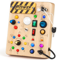 Joyreal Montessori Toddler Busy Board, 19 Led Wooden Sensory Board Educational Toys, Montessori Toys For 1-6 Year Old, Travel Toys Gifts For Toddlers Boys And Girls