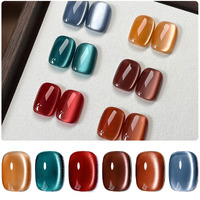 Gaoy Silk Glitter Cat Eye Gel Polish Set With Magnet For Christmas Nails, 6 Colors Includingjelly Red Green Brown Yellow Uv Led Soak Off Nail Polish Home Diy Manicure Nail Salon Varnish