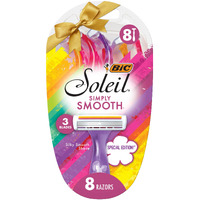 Bic Soleil Simply Smooth Women's Disposable Razors, 3 Blades With Moisture Strip For A Silky Smooth Shave, 8 Piece Razor Gift Set