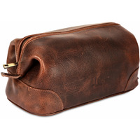 Hlc Leather Toiletry Bag For Men - Best Gift For Men - Premium Genuine Leather Dopp Kit Shaving Kit Organizer Travel Kit Pouch Bag For Men - Large Size (Brown)