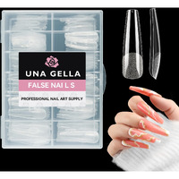 Una Gella Extra Long Coffin Nail Tips Xxl Soft Gel Nail Tips Coffin 120Pcs Pre-Shape Press On Nails No C Curve Full Cover Ballerina Nail Tip Clear Fake Nail For Acrylic Nail Soak Off Diy Salon 12Sizes