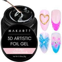 Makartt 3D Nail Gel: 8 Ml Nail Foil Glue Uv Nail Glue, Nail Charm Glue Transfer Gel For Nail Foil Sheets 3D Gel Nail Art With Chrome Nail Powder Salon Diy Use, Uv Led Lamp Required