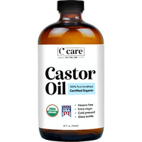 Castor Oil Organic Cold Pressed Unrefined Glass Bottle Hexane Free Extra Virgin Usda Certified 100% Pure Organic Castor Oil For Hair Growth Eyebrows Eyelashes Skin Use With Castor Oil Pack Wrap 32Oz