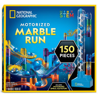 National Geographic Marble Run With Motorized Elevator - 150-Piece Marble Maze Kit With Motorized Spiral Lift, 30 Marbles, Storage Bag & More, Perpetual Motion Machine, Marble Game, Kids Physics Toys