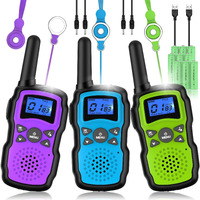 Wishouse Walkie Talkies For Kids Adult Long Range Rechargeable 3 Pack,Boy Wearable Walky Talky Set 2 Way Radio With Usb Charger Battery,Camping Games Toy Birthday Xmas Gift For Girl Children Family