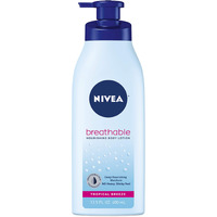 Nivea Breathable Nourishing Body Lotion In Tropical Breeze, 48-Hour Moisturizing Lotion With Shea Butter, Vitamin E And C, 13.5 Fl Oz Pump Bottle