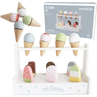Nunukids Wooden Ice Cream Set Wood Ice Cream Toy For Kids 10Pc Ice Cream Toys For Toddlers