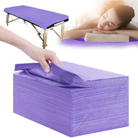 Disposable Bed Sheets 100 Pcs 31"" X 71"" Massage Table Sheets Non Woven Fabric Spa Bed Cover Breathable For Massage Beauty Tattoos(Purple)