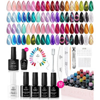 Beetles Cat Eye Gel Nail Polish Set-36 Colors Red Purple Brown Green Burgundy Magnetic Gel Nail Polish With Base Gel Glossy Matte Top Coat Magnet,Soak Off Uv Nail Gel Diy Nail Art Gift For Women