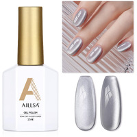 Aillsa Silver Cat Eye Gel Nail Polish Gray Glitter Crystal Gel Polish With Magnet, Shimmer Clear Sparkle Gel Nail Polish Reflective Translucent Jelly Color U V Gel Salon Diy At Home 0.5 Oz Gf18