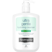 Neutrogena Ultra Gentle Hydrating Facial Cleanser, Non-Foaming Face Wash For Sensitive Skin, Gently Cleanses Face Without Over Drying, Oil-Free, Soap-Free, Fragrance-Free, 12 Fl. Oz