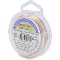 Artistic Wire, 20 Gauge (.81 Mm), Silver Plated, Rose Gold Color, 25 Ft (7.6 M)