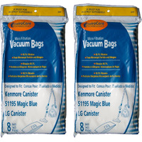 Envirocare Replacement Micro Filtration Vacuum Cleaner Dust Bags Made To Fit Kenmore Canister Type M 51195 Magic Blue And Lg Canisters 16 Bags