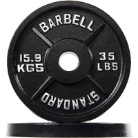 Fitvids Olympic 2-Inch Cast Iron Plate Weight Plate For Strength Training And Weightlifting, Vintage Style, 35Lb Pair