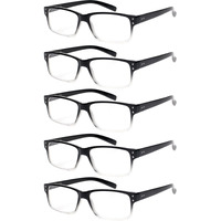Norperwis Reading Glasses 5 Pairs Quality Readers Spring Hinge Glasses For Reading For Men And Women (5Pcs - Black/Clear, 3.50)