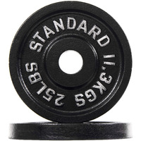 Fitvids Olympic 2-Inch Cast Iron Plate Weight Plate For Strength Training And Weightlifting, Vintage Style, Alloy Steel,25Lb Pair