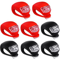 Malker Bicycle Light Front And Rear Silicone Led Bike Light Set - Bike Headlight And Taillight,Waterproof & Safety Road,Mountain Bike Lights,Batteries Included (4Pcs Red & 4Pcs Black)