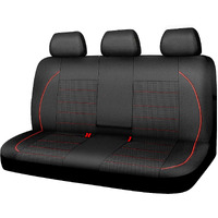 Car Pass Leather Back Seat Cover,Piping Waterproof Bench Seat Cover, Rear Seat Cover Universal Fit For Cars Sedans Suvs Truck 95% Automotive Interior Backseat Car Covers (Rear,Black And Red)