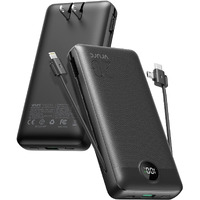 Vrurc Portable Charger 20000Mah, Fast Charging Power Bank Usb C,4 Output 2 Input Charging Bank Equipped With Led Display,Built-In Wall Plug And Cables,Cell Phone Replacement Battery,Black
