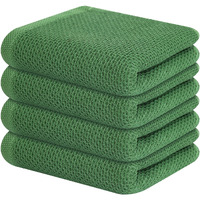 Kitinjoy 100% Cotton Waffle Weave Kitchen Towels, 4-Pack Super Soft And Absorbent Kitchen Dish Towels For Drying Dishes, Kitchen Hand Towels, 13 In X 28 In, Grass Green