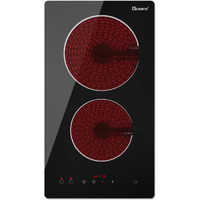 Gionien Electric Cooktop 2 Burners 220V~240V, Built-In 12 Inch Ceramic Cooktop, Double Glass Cooktop, Apartment Size Electric Radiant Cooktop With Hard Wire,3000W,No Plug