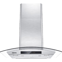 Wall Mount Range Hood 30 Inch With Soft Touch Control In Stainless Steel & Tempered Glass, Stove Vent Hood For Kitchen With 3 Speed Fan, Permanent Filters, Ductless Convertible Duct, Ciarra Cas75502