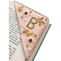 Moteerllu Personalized Hand Embroidered Corner Bookmark,Felt Triangle Page Stitched Handmade Bookmark,Unique Cute Flower Letter Embroidery Bookmarks Accessories For Book Lovers
