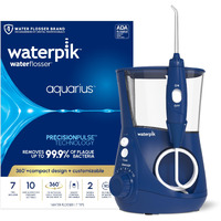 Waterpik Aquarius Water Flosser Professional For Teeth, Gums, Braces, Dental Care, Electric Power With 10 Settings, 7 Tips For Multiple Users And Needs, Ada Accepted, Blue Wp-663, Packaging May Vary