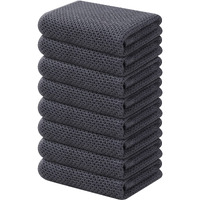 Kitinjoy 100% Cotton Waffle Weave Kitchen Towels, 8-Pack Super Soft And Absorbent Kitchen Dish Towels For Drying Dishes, Kitchen Hand Towels, 13 In X 28 In, Dark Grey