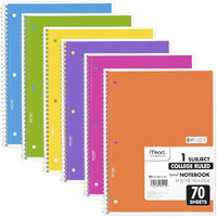 Mead Spiral Notebooks, 6 Pack, 1-Subject, College Ruled Paper, 8"" X 10-1/2"", 70 Sheets, Assorted Bright Colors (830050-Ecm)