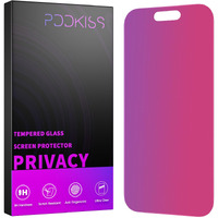 Pddkiss Compatible For Iphone 15 Pro Max Privacy Screen Protector Tempered Glass 6.7 Inch, Pink Gradient Anti Spy Anti Blue Light Hd Easy Installation