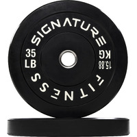 Fitvids 2"" Olympic Bumper Plate Weight Plates With Steel Hub, 35Lb, Pair