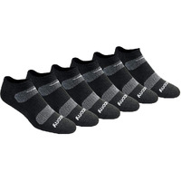 Saucony Mens Multi-Pack Mesh Ventilating Comfort Fit Performance No-Show Socks, Black Basic (6 Pairs), Shoe Size 8-12 Us