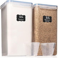 Flour Storage Container 2 Pc [8.5L / 287 Oz] Extra Large Food Storage Containers With Lids - Airtight, Leak Proof, Bpa-Free Plastic Flour Sugar Storage Containers - Bulk Storage For Kitchen & Pantry