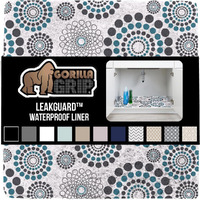 Gorilla Grip Leakguard Non-Adhesive Under Sink Mat For Kitchen Cabinet, Waterproof Quick Dry Shelf Liner, Durable Absorbent Felt Mats For Bathroom Sink, Cabinets, Dresser, 24X30 Spiral Gray Turquoise