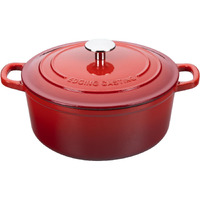 Edging Casting Enameled Cast Iron Dutch Oven Pot With Lid, 7 Quart, Round Dutch Ovens, Bread Oven Dual Handles, For Bread Baking, Oven Safe Up To 500F, Red