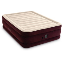 Intex 66140Mz Dura-Beam Deluxe Inflatable Blow Up Air Mattress For Home, Camping, Guests - Queen Size With Built-In Electric Pump - 20In Bed Height - 600Lb Weight Capacity - Maroon