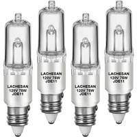 Lachesan Jde11 120V 75W, E11 Halogen Bulb?Replacement E11 Led Bulb? T4 Mini Candelabra Base, 2700K Warm White Dimmable For Chandeliers, Ceiling Fan, Table Lamps, Cabinet Lighting, 4 Pack
