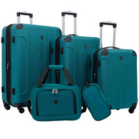 Travelers Club Chicago Hardside Expandable Spinner Luggage, Teal, 5 Piece Set